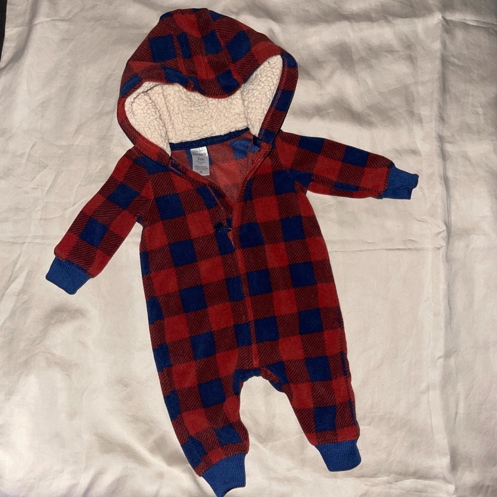 Plaid baby boy onesie